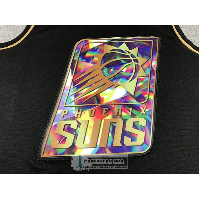 Camiseta Golden Edition Phoenix Suns Devin Booker NO 1 2021-22 Negro